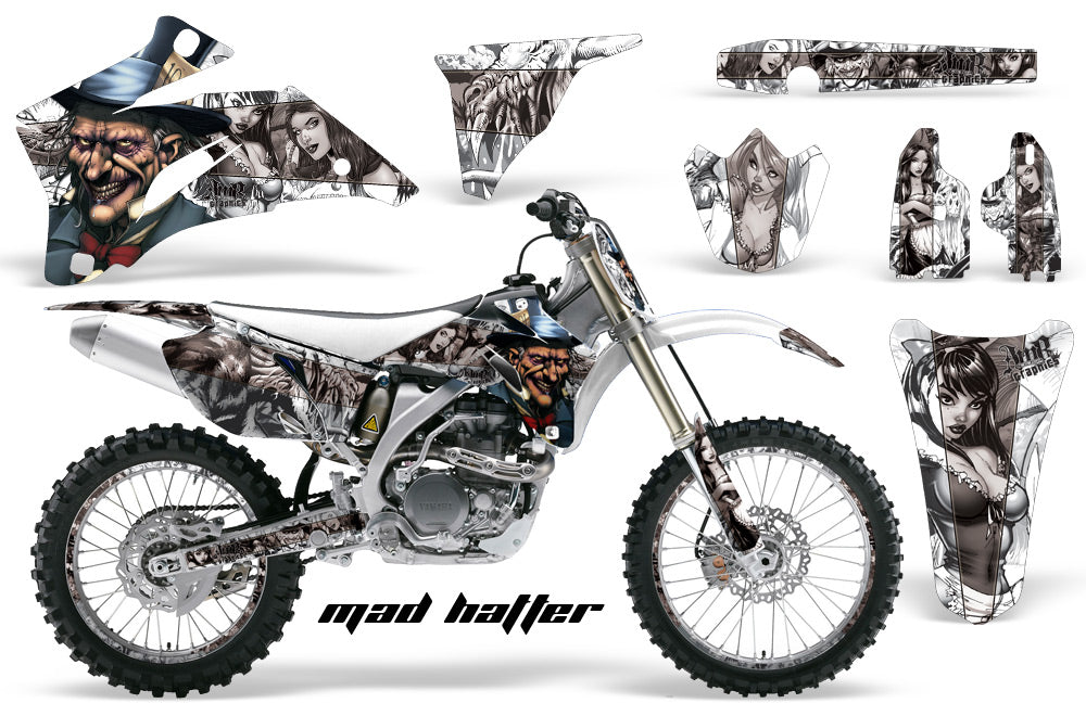 Graphics Kit Decal Wrap + # Plates For Yamaha YZ250F YZ450F 2006-2009 HATTER SILVER WHITE-atv motorcycle utv parts accessories gear helmets jackets gloves pantsAll Terrain Depot