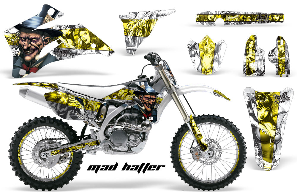 Graphics Kit Decal Wrap + # Plates For Yamaha YZ250F YZ450F 2006-2009 HATTER YELLOW WHITE-atv motorcycle utv parts accessories gear helmets jackets gloves pantsAll Terrain Depot