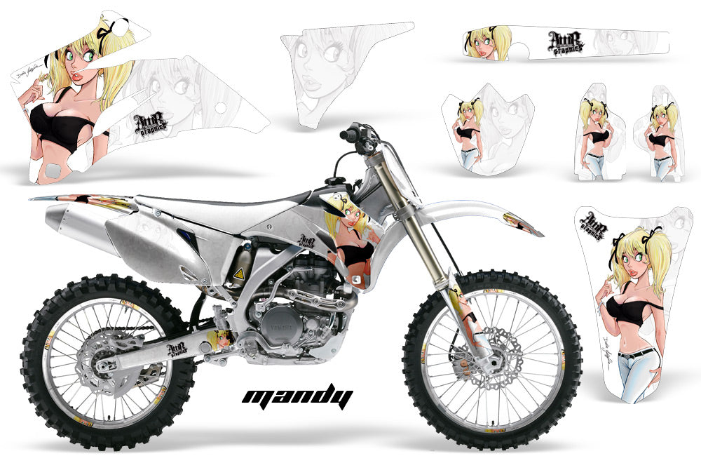 Graphics Kit Decal Wrap + # Plates For Yamaha YZ250F YZ450F 2006-2009 MANDY BLACK WHITE-atv motorcycle utv parts accessories gear helmets jackets gloves pantsAll Terrain Depot