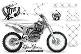 Graphics Kit Decal Wrap + # Plates For Yamaha YZ250F YZ450F 2006-2009 RELOADED BLACK WHITE
