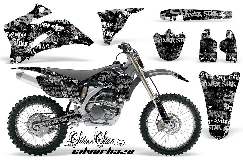 Graphics Kit Decal Wrap + # Plates For Yamaha YZ250F YZ450F 2006-2009 SSSH SILVER BLACK-atv motorcycle utv parts accessories gear helmets jackets gloves pantsAll Terrain Depot