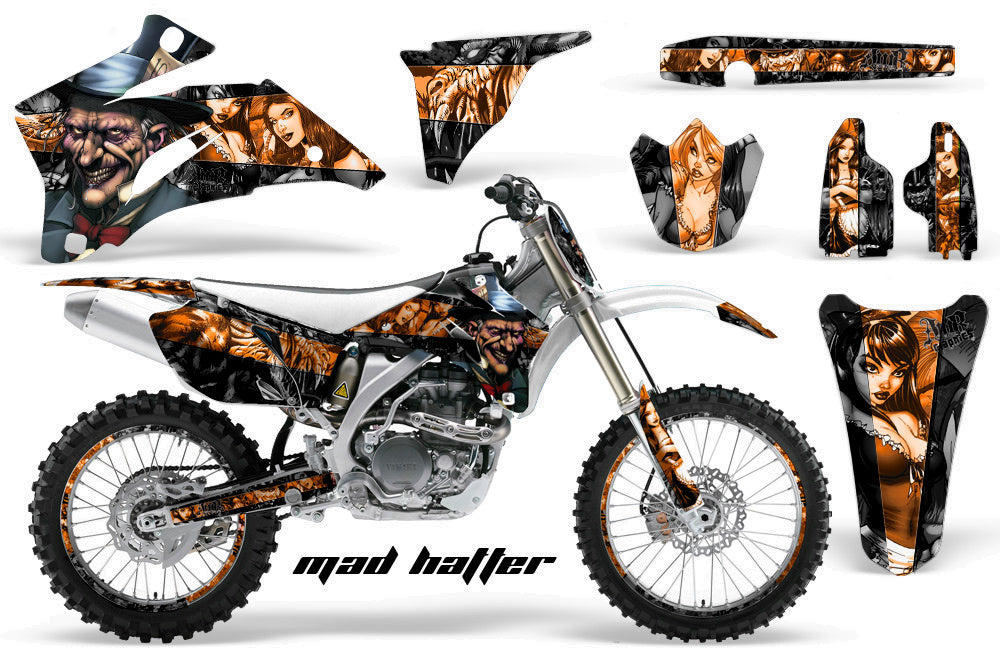 Graphics Kit Decal Wrap + # Plates For Yamaha YZ250F YZ450F 2006-2009 HATTER ORANGE BLACK-atv motorcycle utv parts accessories gear helmets jackets gloves pantsAll Terrain Depot