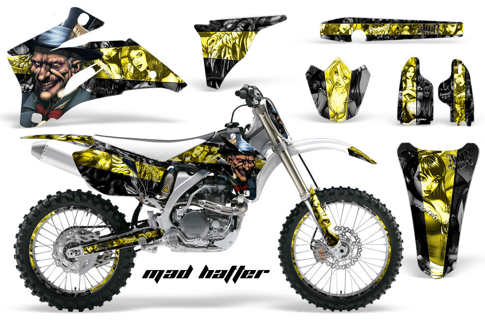 Graphics Kit Decal Wrap + # Plates For Yamaha YZ250F YZ450F 2006-2009 HATTER YELLOW BLACK-atv motorcycle utv parts accessories gear helmets jackets gloves pantsAll Terrain Depot
