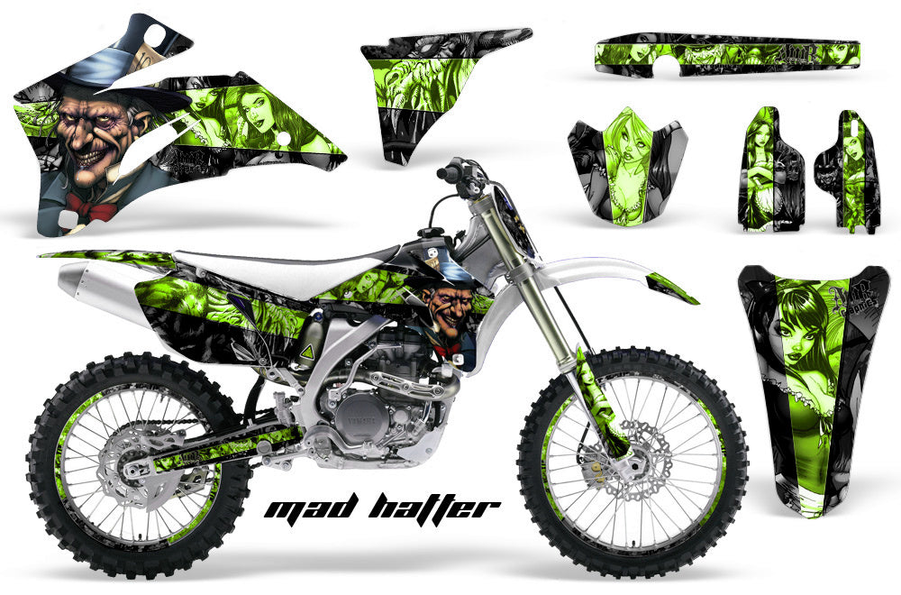 Graphics Kit Decal Wrap + # Plates For Yamaha YZ250F YZ450F 2006-2009 HATTER GREEN BLACK-atv motorcycle utv parts accessories gear helmets jackets gloves pantsAll Terrain Depot