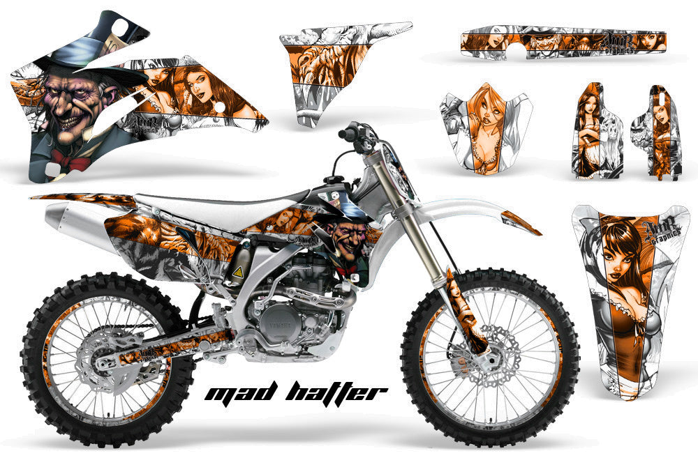 Graphics Kit Decal Wrap + # Plates For Yamaha YZ250F YZ450F 2006-2009 HATTER ORANGE WHITE-atv motorcycle utv parts accessories gear helmets jackets gloves pantsAll Terrain Depot