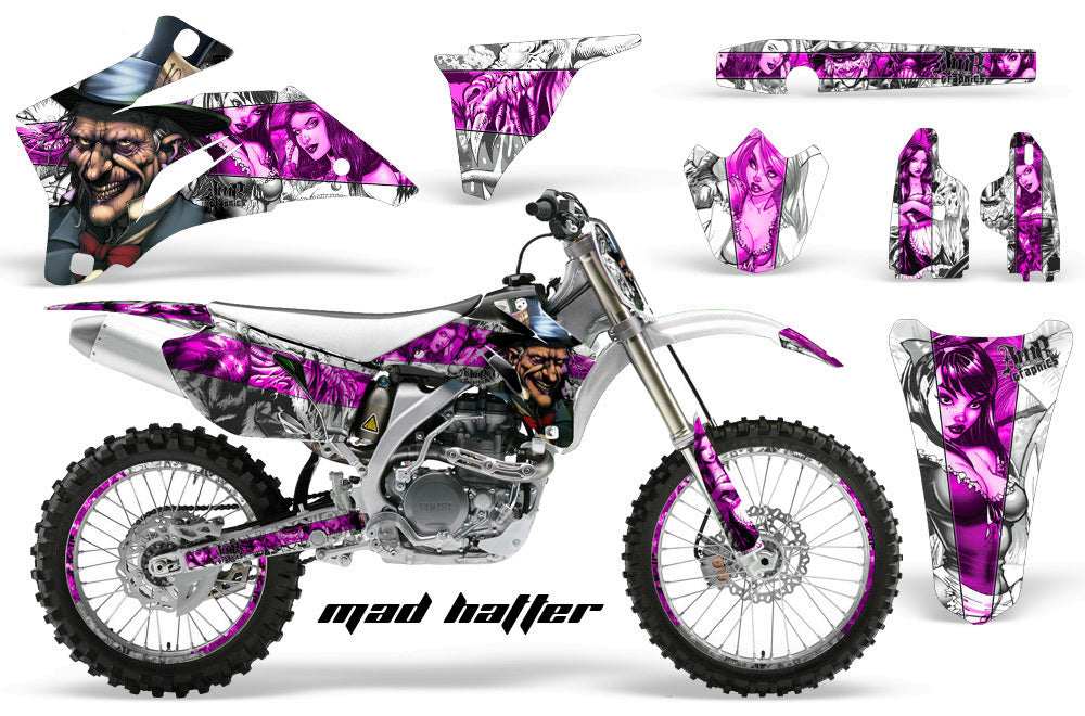 Graphics Kit Decal Wrap + # Plates For Yamaha YZ250F YZ450F 2006-2009 HATTER PINK WHITE-atv motorcycle utv parts accessories gear helmets jackets gloves pantsAll Terrain Depot