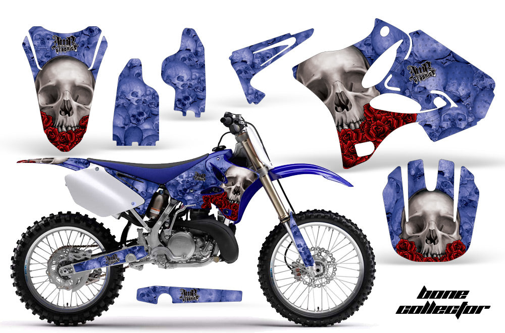 Dirt Bike Graphics Kit Decal Wrap for Yamaha YZ125 YZ250 2002-2014 BONES BLUE-atv motorcycle utv parts accessories gear helmets jackets gloves pantsAll Terrain Depot