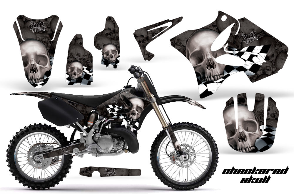 Dirt Bike Graphics Kit Decal Wrap for Yamaha YZ125 YZ250 2002-2014 CHECKERED SILVER BLACK-atv motorcycle utv parts accessories gear helmets jackets gloves pantsAll Terrain Depot