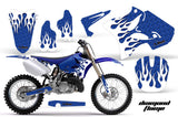 Dirt Bike Graphics Kit Decal Wrap for Yamaha YZ125 YZ250 2002-2014 DIAMOND FLAMES BLUE WHITE