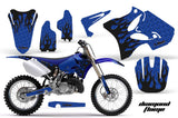 Dirt Bike Graphics Kit Decal Wrap for Yamaha YZ125 YZ250 2002-2014 DIAMOND FLAMES BLACK BLUE