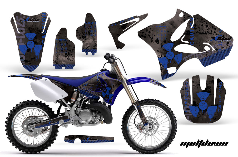 Dirt Bike Graphics Kit Decal Wrap for Yamaha YZ125 YZ250 2002-2014 MELTDOWN BLUE BLACK-atv motorcycle utv parts accessories gear helmets jackets gloves pantsAll Terrain Depot
