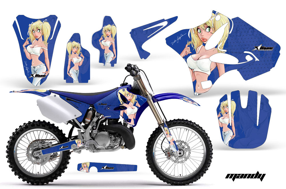 Dirt Bike Graphics Kit Decal Wrap for Yamaha YZ125 YZ250 2002-2014 MANDY WHITE BLUE-atv motorcycle utv parts accessories gear helmets jackets gloves pantsAll Terrain Depot