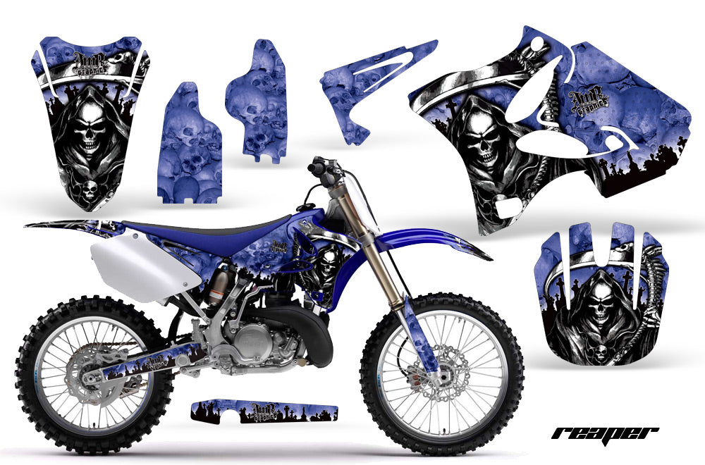 Dirt Bike Graphics Kit Decal Wrap for Yamaha YZ125 YZ250 2002-2014 REAPER BLUE-atv motorcycle utv parts accessories gear helmets jackets gloves pantsAll Terrain Depot