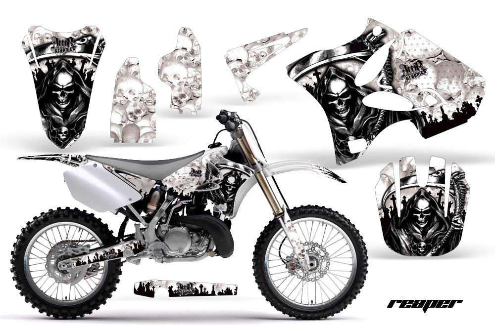 Dirt Bike Graphics Kit Decal Wrap for Yamaha YZ125 YZ250 2002-2014 REAPER WHITE-atv motorcycle utv parts accessories gear helmets jackets gloves pantsAll Terrain Depot