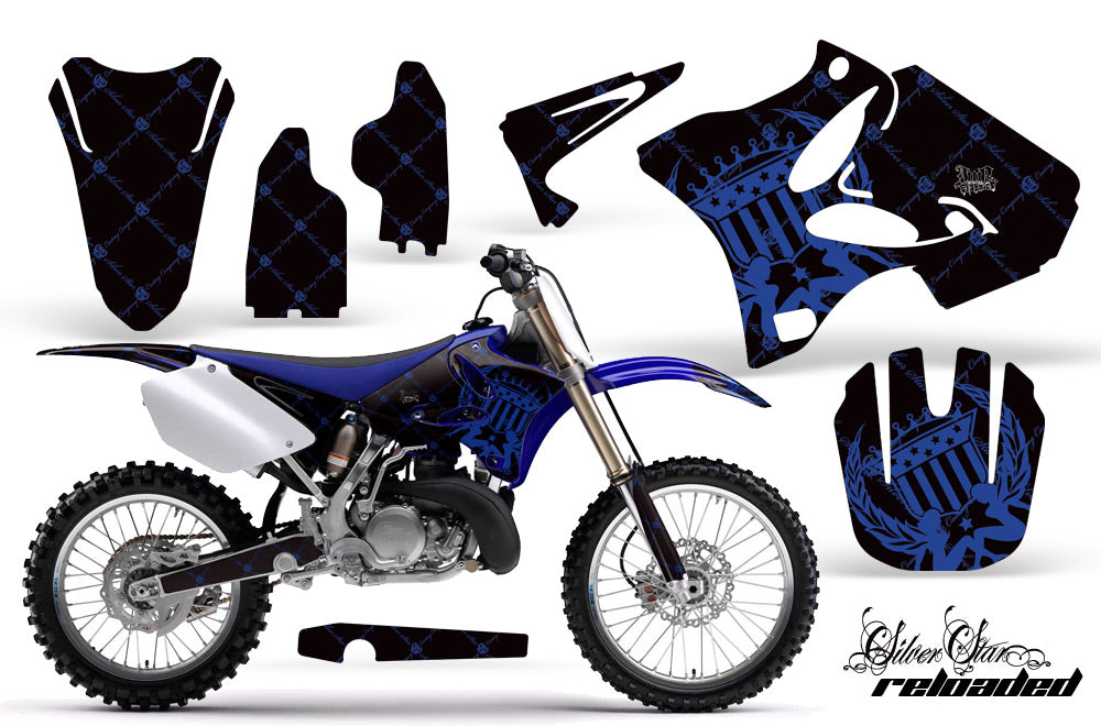 Dirt Bike Graphics Kit Decal Wrap for Yamaha YZ125 YZ250 2002-2014 RELOADED BLUE BLACK-atv motorcycle utv parts accessories gear helmets jackets gloves pantsAll Terrain Depot