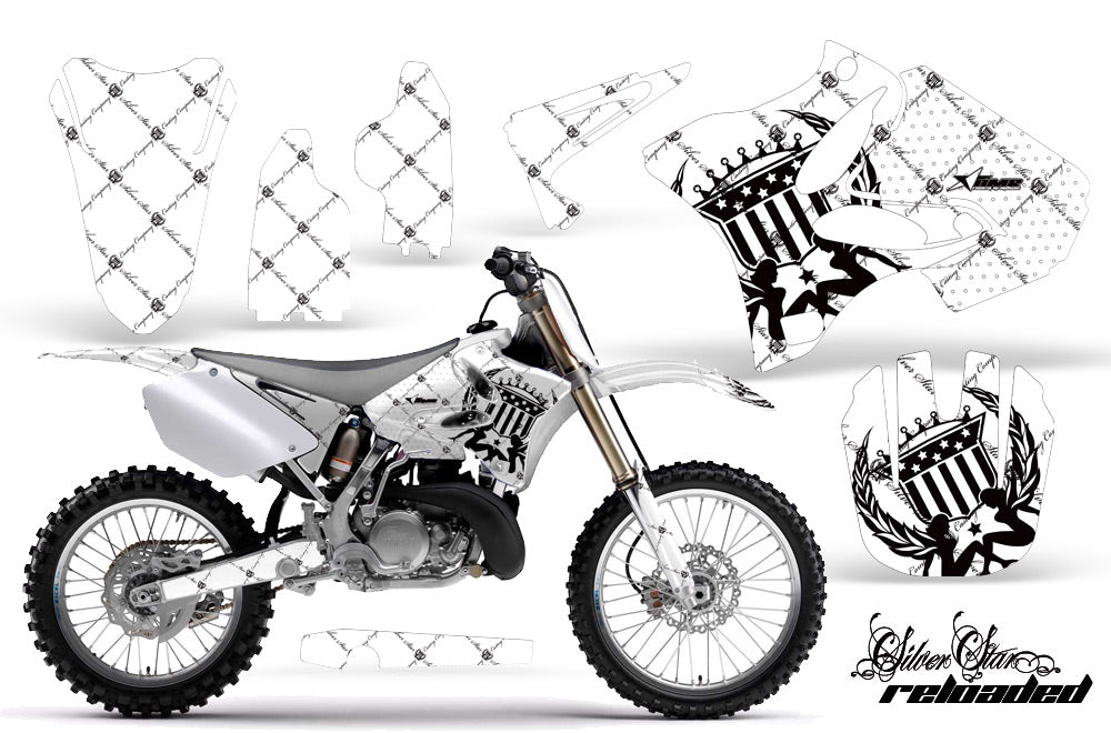 Dirt Bike Graphics Kit Decal Wrap for Yamaha YZ125 YZ250 2002-2014 RELOADED BLACK WHITE-atv motorcycle utv parts accessories gear helmets jackets gloves pantsAll Terrain Depot