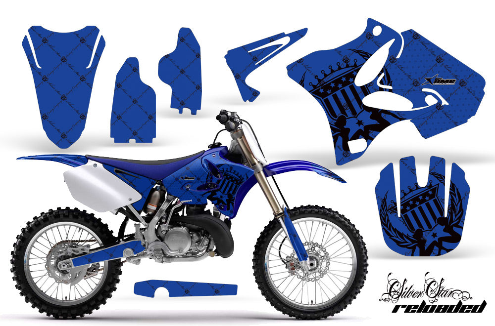 Dirt Bike Graphics Kit Decal Wrap for Yamaha YZ125 YZ250 2002-2014 RELOADED BLACK BLUE-atv motorcycle utv parts accessories gear helmets jackets gloves pantsAll Terrain Depot