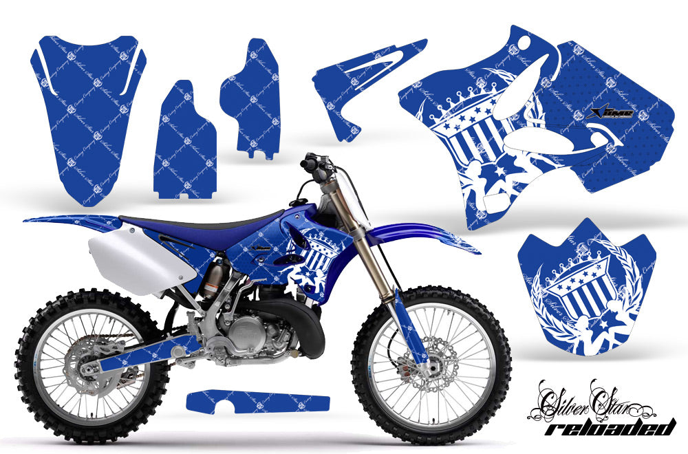 Dirt Bike Graphics Kit Decal Wrap for Yamaha YZ125 YZ250 2002-2014 RELOADED BLUE WHITE-atv motorcycle utv parts accessories gear helmets jackets gloves pantsAll Terrain Depot