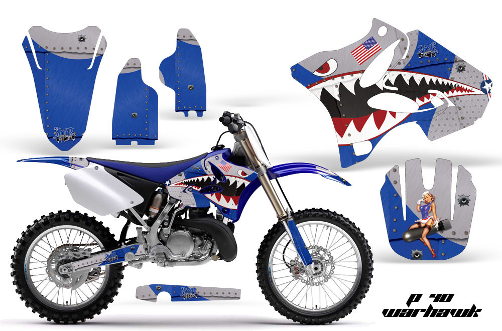 Dirt Bike Graphics Kit Decal Wrap for Yamaha YZ125 YZ250 2002-2014 WARHAWK BLUE-atv motorcycle utv parts accessories gear helmets jackets gloves pantsAll Terrain Depot