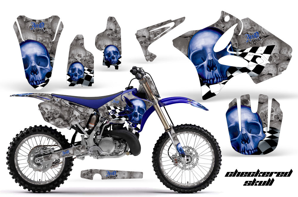 Graphics Kit Decal Sticker Wrap + # Plates For Yamaha YZ125 YZ250 2002-2014 CHECKERED BLUE-atv motorcycle utv parts accessories gear helmets jackets gloves pantsAll Terrain Depot