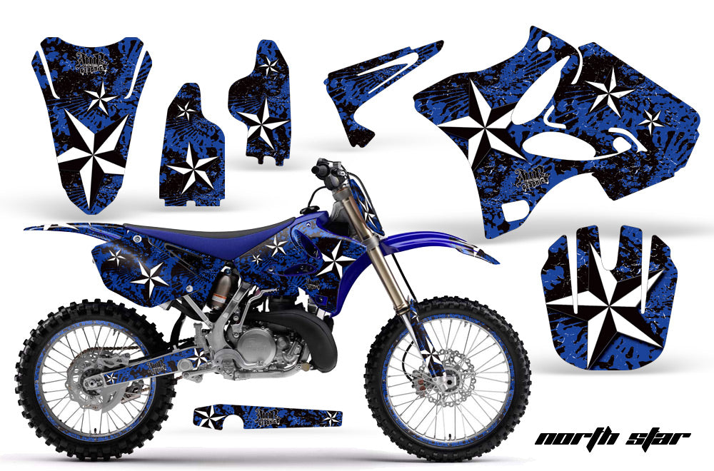 Graphics Kit Decal Sticker Wrap + # Plates For Yamaha YZ125 YZ250 2002-2014 NORTHSTAR BLUE-atv motorcycle utv parts accessories gear helmets jackets gloves pantsAll Terrain Depot
