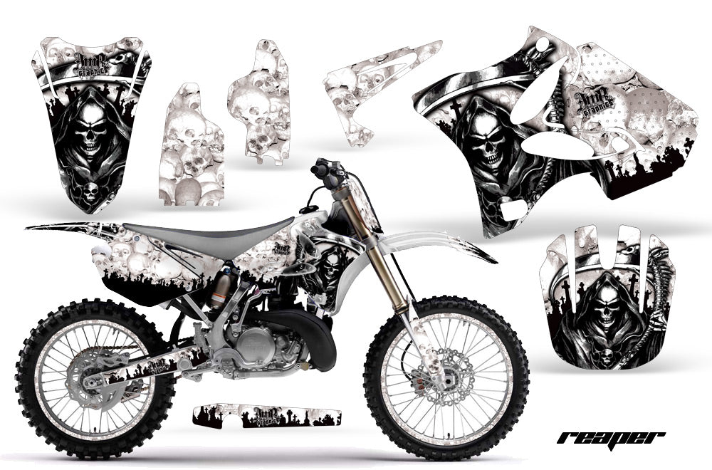 Graphics Kit Decal Sticker Wrap + # Plates For Yamaha YZ125 YZ250 2002-2014 REAPER WHITE-atv motorcycle utv parts accessories gear helmets jackets gloves pantsAll Terrain Depot