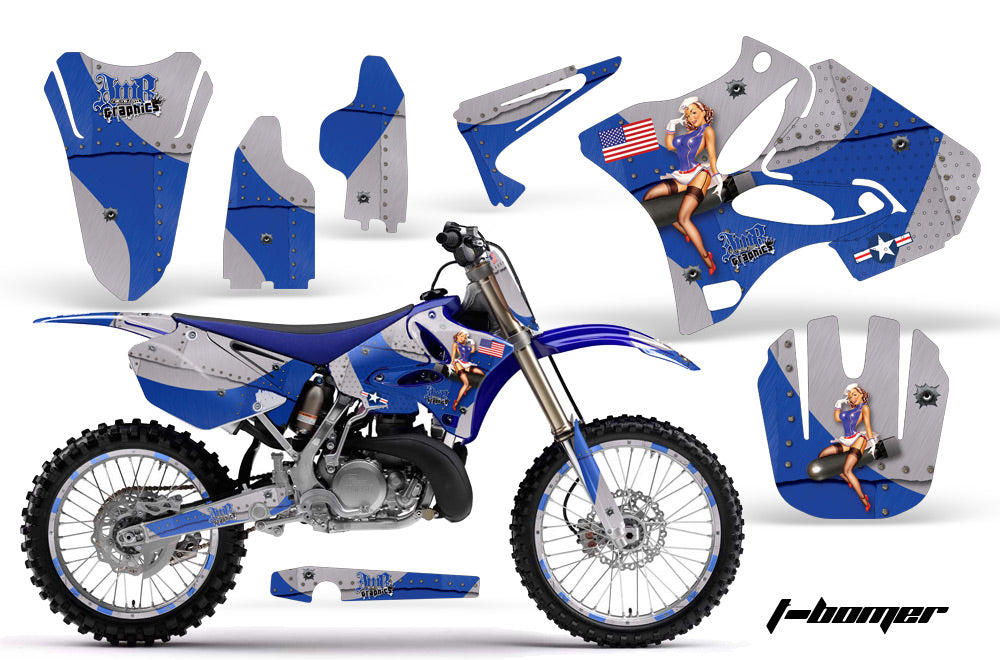Graphics Kit Decal Sticker Wrap + # Plates For Yamaha YZ125 YZ250 2002-2014 TBOMBER BLUE-atv motorcycle utv parts accessories gear helmets jackets gloves pantsAll Terrain Depot