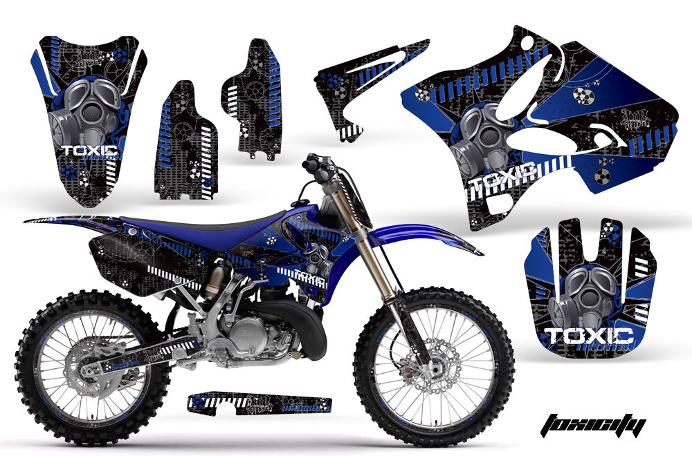 Graphics Kit Decal Sticker Wrap + # Plates For Yamaha YZ125 YZ250 2002-2014 TOXIC BLUE BLACK-atv motorcycle utv parts accessories gear helmets jackets gloves pantsAll Terrain Depot