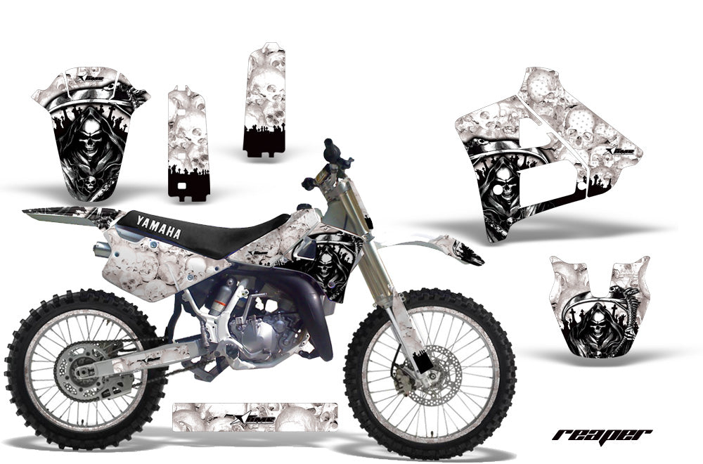 Graphics Kit Decal Sticker Wrap + # Plates For Yamaha YZ125 YZ250 1991-1992 REAPER WHITE-atv motorcycle utv parts accessories gear helmets jackets gloves pantsAll Terrain Depot