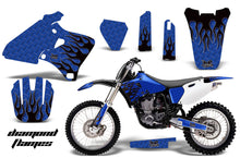 Load image into Gallery viewer, Dirt Bike Graphics Kit Decal Wrap For Yamaha YZ 250F/400F/426F 1998-2002 DIAMOND FLAMES BLACK BLUE-atv motorcycle utv parts accessories gear helmets jackets gloves pantsAll Terrain Depot