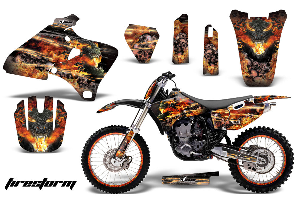 Graphics Kit Decal Wrap + # Plates For Yamaha YZ 250F/400F/426F 1998-2002 FIRESTORM BLACK-atv motorcycle utv parts accessories gear helmets jackets gloves pantsAll Terrain Depot