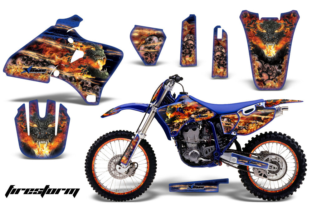 Graphics Kit Decal Wrap + # Plates For Yamaha YZ 250F/400F/426F 1998-2002 FIRESTORM BLUE-atv motorcycle utv parts accessories gear helmets jackets gloves pantsAll Terrain Depot