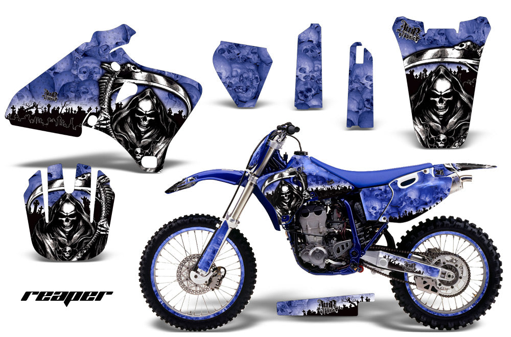 Graphics Kit Decal Wrap + # Plates For Yamaha YZ 250F/400F/426F 1998-2002 REAPER BLUE-atv motorcycle utv parts accessories gear helmets jackets gloves pantsAll Terrain Depot