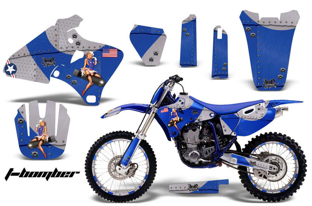 Graphics Kit Decal Wrap + # Plates For Yamaha YZ 250F/400F/426F 1998-2002 TBOMBER BLUE-atv motorcycle utv parts accessories gear helmets jackets gloves pantsAll Terrain Depot
