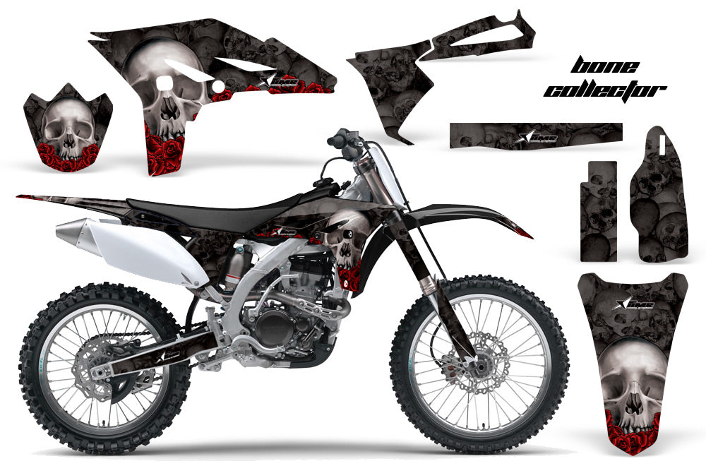 Dirt Bike Graphics Kit Decal Sticker Wrap For Yamaha YZ250F 2010-2013 BONES BLACK-atv motorcycle utv parts accessories gear helmets jackets gloves pantsAll Terrain Depot