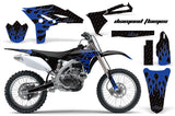 Dirt Bike Graphics Kit Decal Sticker Wrap For Yamaha YZ250F 2010-2013 DIAMOND FLAMES BLUE BLACK