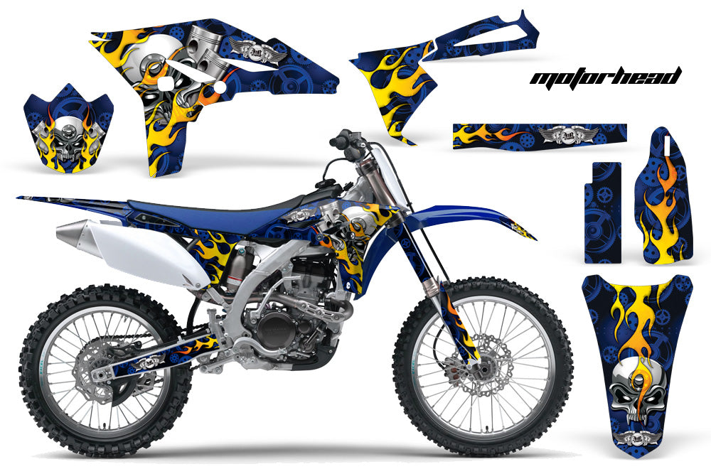 Dirt Bike Graphics Kit Decal Sticker Wrap For Yamaha YZ250F 2010-2013 MOTORHEAD BLUE-atv motorcycle utv parts accessories gear helmets jackets gloves pantsAll Terrain Depot