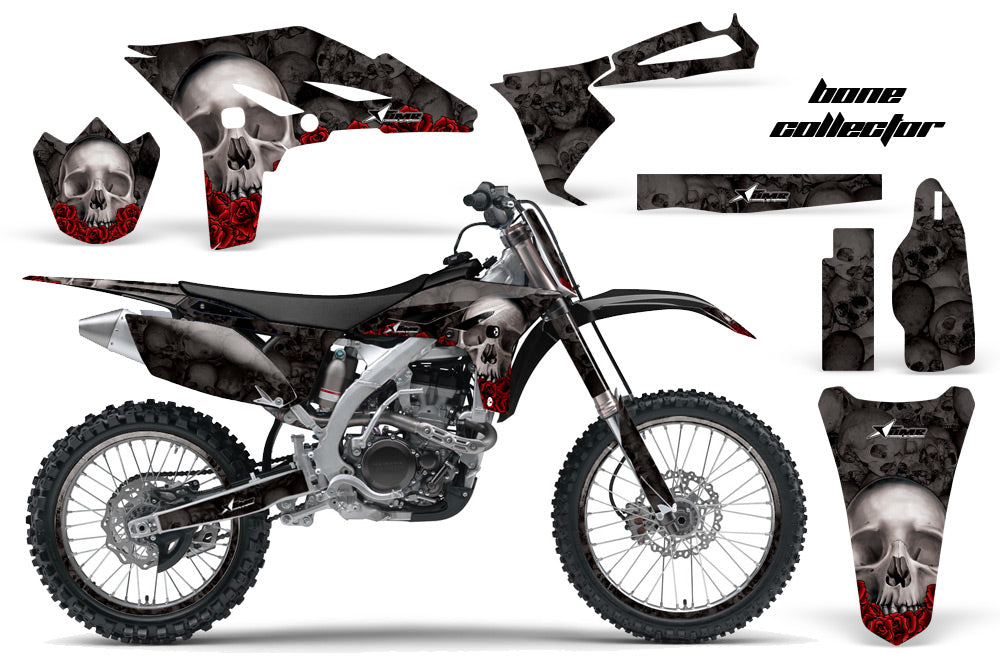 Graphics Kit Decal Sticker Wrap + # Plates For Yamaha YZ250F 2010-2013 BONES BLACK-atv motorcycle utv parts accessories gear helmets jackets gloves pantsAll Terrain Depot
