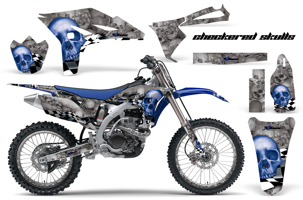 Graphics Kit Decal Sticker Wrap + # Plates For Yamaha YZ250F 2010-2013 CHECKERED BLUE-atv motorcycle utv parts accessories gear helmets jackets gloves pantsAll Terrain Depot