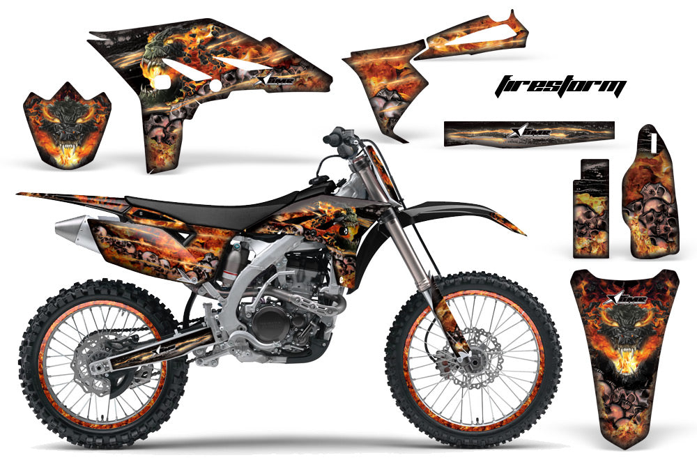 Graphics Kit Decal Sticker Wrap + # Plates For Yamaha YZ250F 2010-2013 FIRESTORM BLACK-atv motorcycle utv parts accessories gear helmets jackets gloves pantsAll Terrain Depot