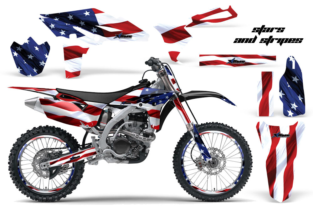 Graphics Kit Decal Sticker Wrap + # Plates For Yamaha YZ250F 2010-2013 USA FLAG-atv motorcycle utv parts accessories gear helmets jackets gloves pantsAll Terrain Depot