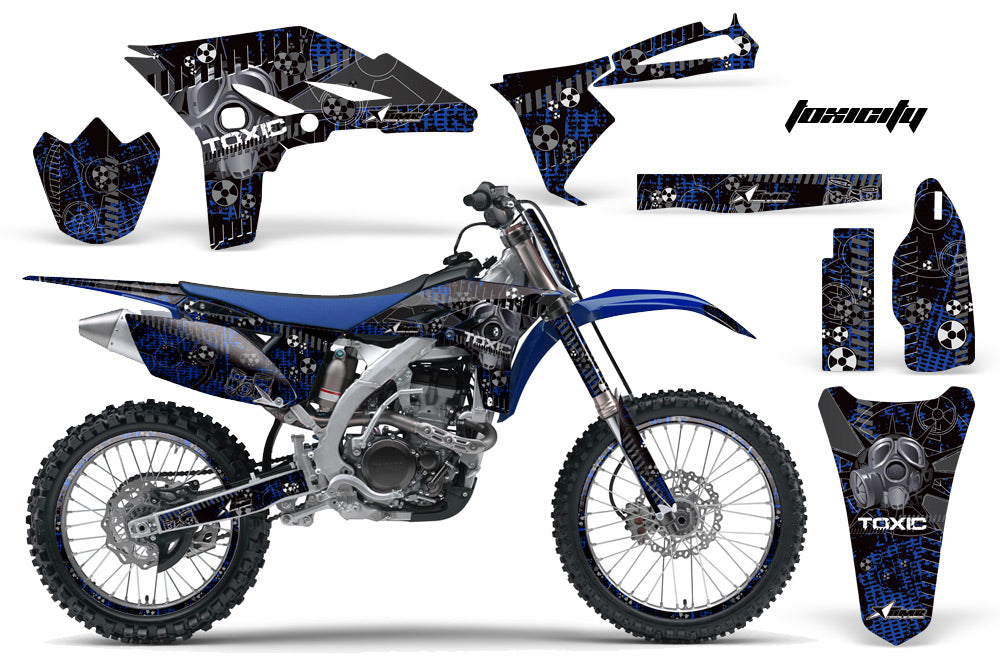 Graphics Kit Decal Sticker Wrap + # Plates For Yamaha YZ250F 2010-2013 TOXIC BLACK BLUE-atv motorcycle utv parts accessories gear helmets jackets gloves pantsAll Terrain Depot