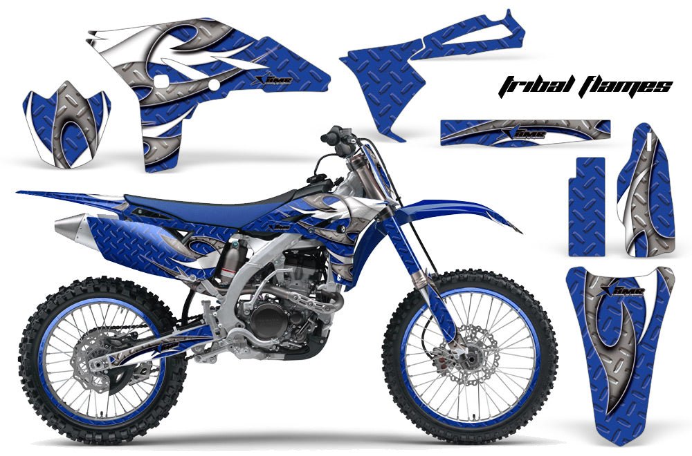 Graphics Kit Decal Sticker Wrap + # Plates For Yamaha YZ250F 2010-2013 TRIBAL WHITE BLUE-atv motorcycle utv parts accessories gear helmets jackets gloves pantsAll Terrain Depot