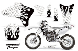 Dirt Bike Graphics Kit Decal Wrap For Yamaha YZ250F YZ450F 2003-2005 DIAMOND FLAMES BLACK WHITE-atv motorcycle utv parts accessories gear helmets jackets gloves pantsAll Terrain Depot