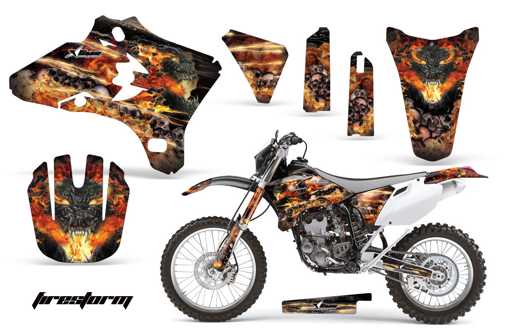 Dirt Bike Graphics Kit Decal Wrap For Yamaha YZ250F YZ450F 2003-2005 FIRESTORM BLACK-atv motorcycle utv parts accessories gear helmets jackets gloves pantsAll Terrain Depot