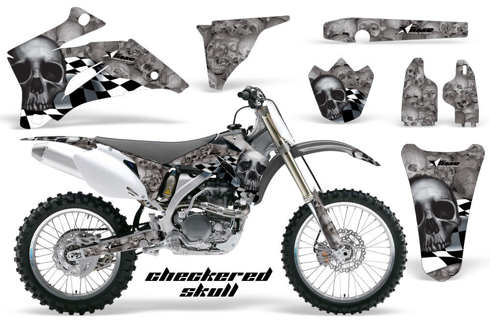 Dirt Bike Graphics Kit Decal Wrap For Yamaha YZ250F YZ450F 2006-2009 CHECKERED BLACK SILVER-atv motorcycle utv parts accessories gear helmets jackets gloves pantsAll Terrain Depot