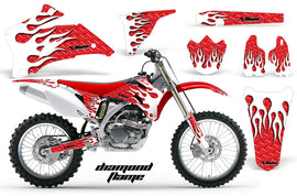 Dirt Bike Graphics Kit Decal Wrap For Yamaha YZ250F YZ450F 2006-2009 DIAMOND FLAMES WHITE RED-atv motorcycle utv parts accessories gear helmets jackets gloves pantsAll Terrain Depot