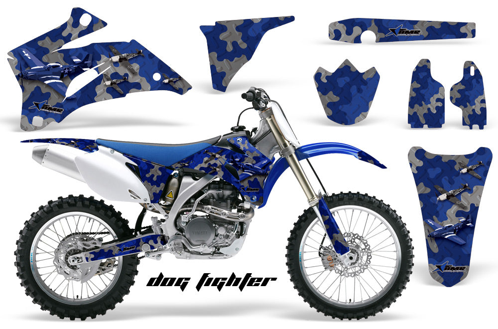 Dirt Bike Graphics Kit Decal Wrap For Yamaha YZ250F YZ450F 2006-2009 DOG FIGHT BLUE-atv motorcycle utv parts accessories gear helmets jackets gloves pantsAll Terrain Depot