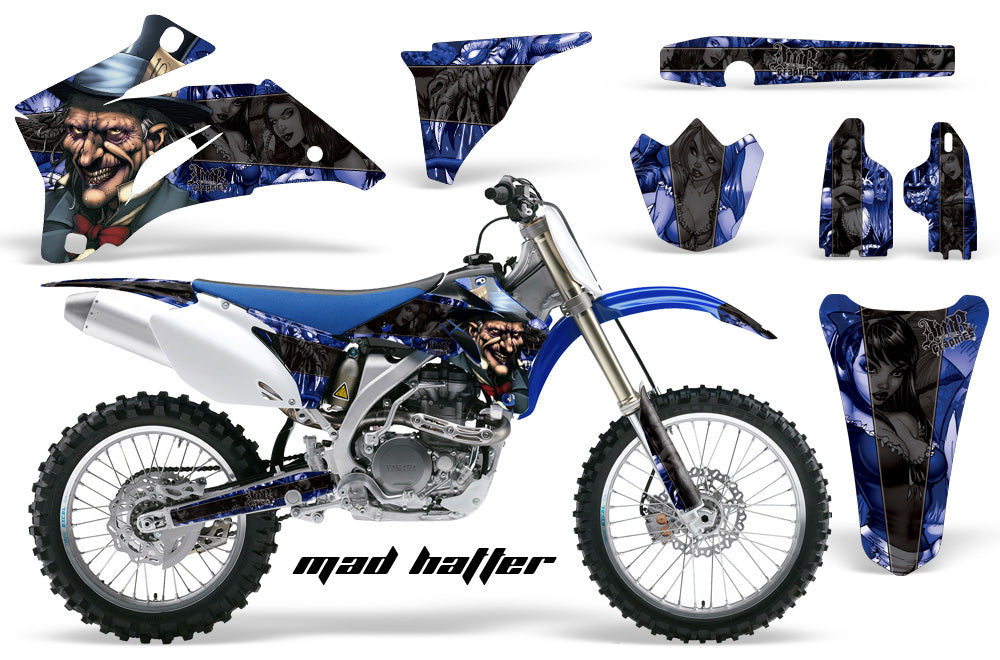 Dirt Bike Graphics Kit Decal Wrap For Yamaha YZ250F YZ450F 2006-2009 HATTER BLACK BLUE-atv motorcycle utv parts accessories gear helmets jackets gloves pantsAll Terrain Depot