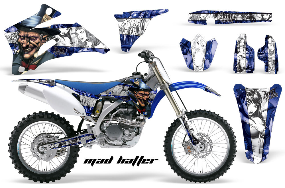 Dirt Bike Graphics Kit Decal Wrap For Yamaha YZ250F YZ450F 2006-2009 HATTER WHITE BLUE-atv motorcycle utv parts accessories gear helmets jackets gloves pantsAll Terrain Depot